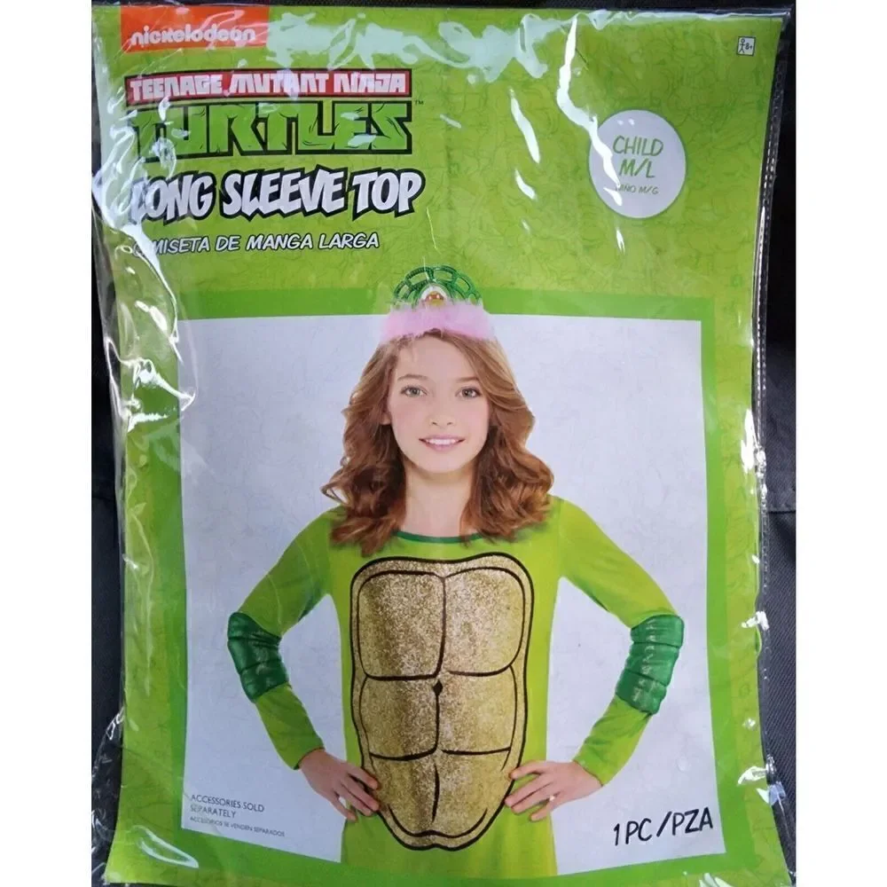 TMNT Teenage Mutant Ninja Turtles Long Sleeve Top Glitter Child M/L Up to Sz 14 - Picture 2 of 5